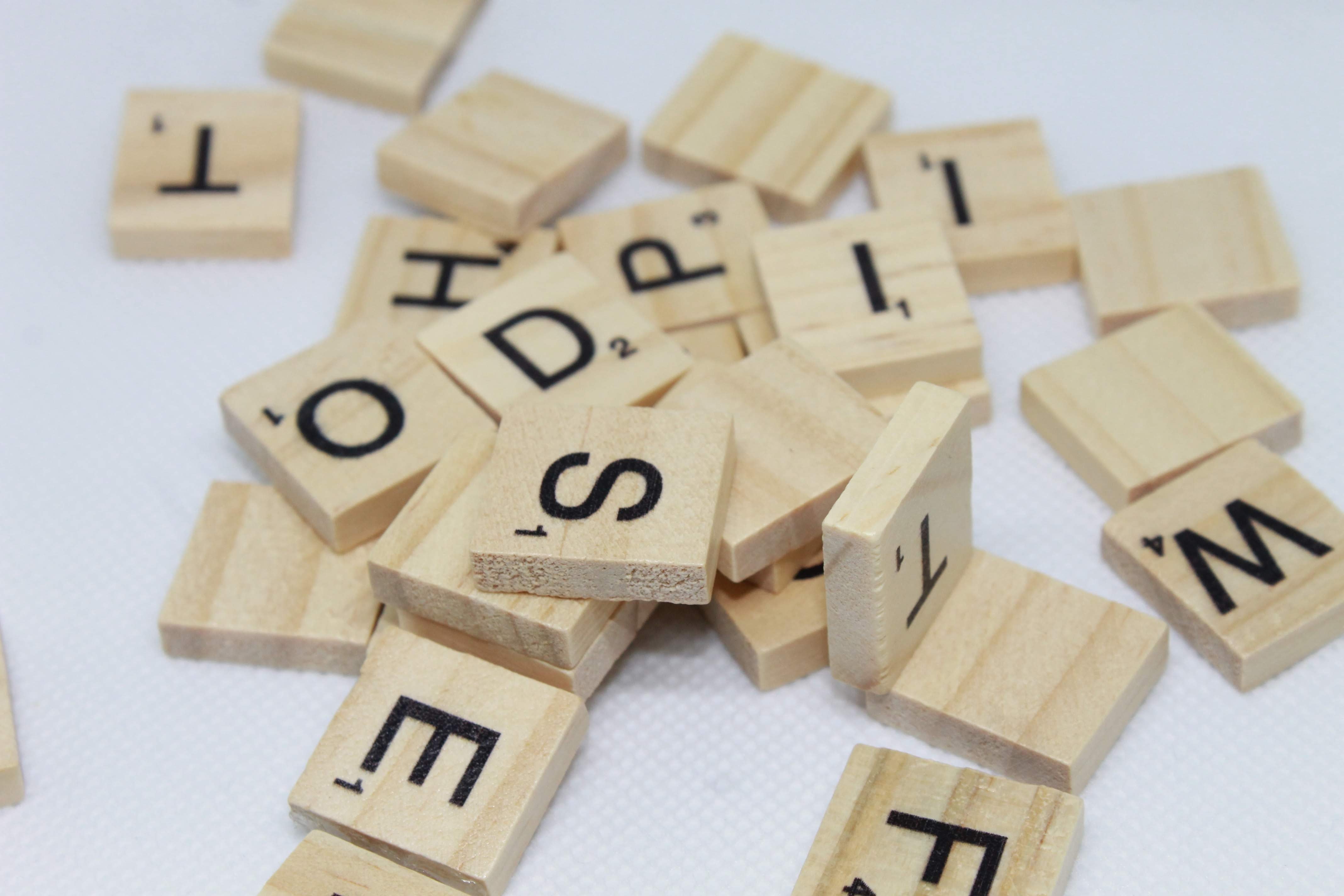 Scrabble tiles on a white background