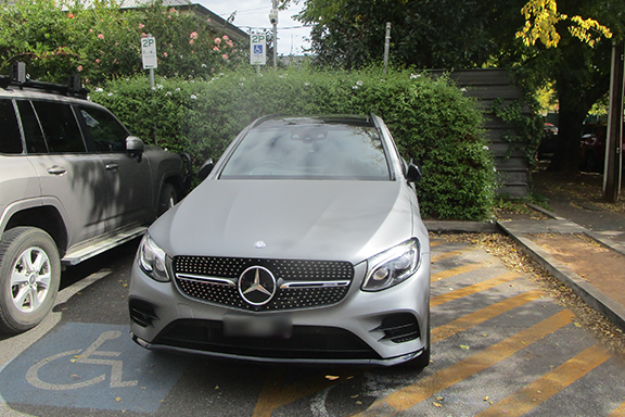 Example of parking in a Disability Zone